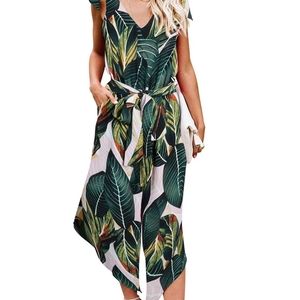 Belongsci Tropical print wide leg Jumpsuit